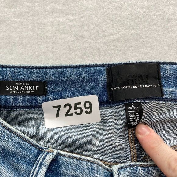 WHBM Everyday Soft Jeans‎ Women's Sz 2 Medium Wash Blue Stretch Denim Slim Ankle - Picture 5 of 13